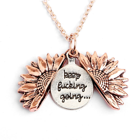 Fashionable woman's sunflower necklace