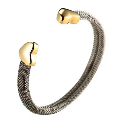 Fashion Heart  Stainless Steel Open Cuff  Bangles